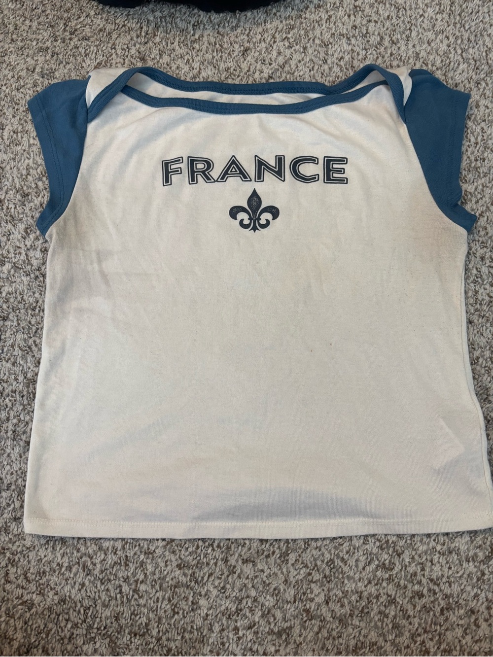 France Graphic Tee - White with Blue Trim